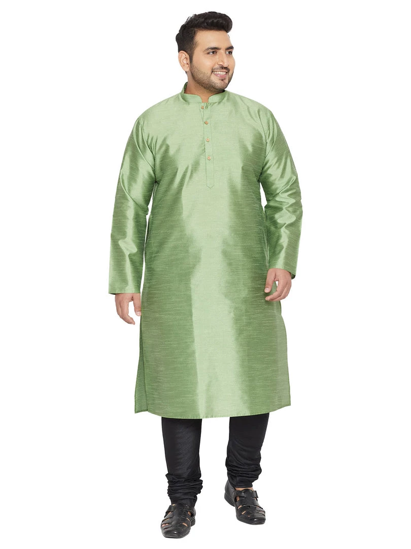Vastramay Kurta Sets Men's Plus Size Light Green Cotton Silk Blend Kurta And Pyjama Set 10 Vastramay Kurta Sets Men's Plus Size Light Green Cotton Silk Blend Kurta And Pyjama Set