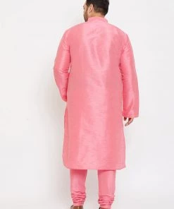 Vastramay Men's Plus Size Pink Silk Blend Kurta And Pyjama Set Plus Size Collection 12 Vastramay Men's Plus Size Pink Silk Blend Kurta And Pyjama Set Plus Size Collection