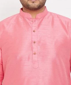 Vastramay Men's Plus Size Pink Silk Blend Kurta And Pyjama Set Plus Size Collection 13 Vastramay Men's Plus Size Pink Silk Blend Kurta And Pyjama Set Plus Size Collection