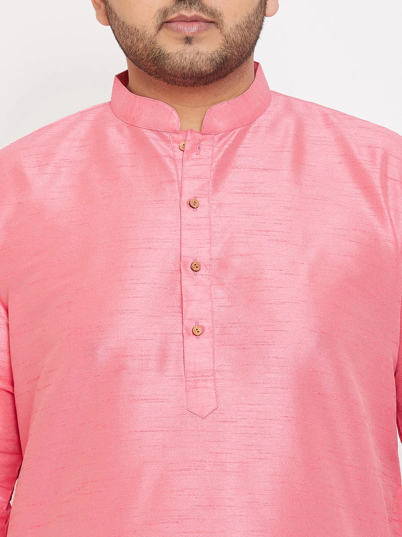 Vastramay Men's Plus Size Pink Silk Blend Kurta And Pyjama Set Plus Size Collection 6 Vastramay Men's Plus Size Pink Silk Blend Kurta And Pyjama Set Plus Size Collection