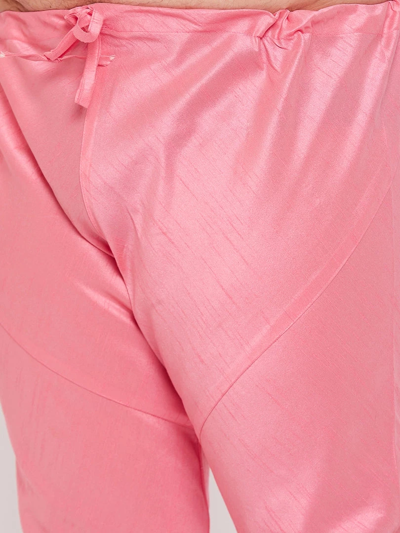 Vastramay Men's Plus Size Pink Silk Blend Kurta And Pyjama Set Plus Size Collection 7 Vastramay Men's Plus Size Pink Silk Blend Kurta And Pyjama Set Plus Size Collection