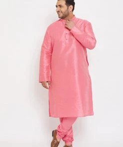 Vastramay Men's Plus Size Pink Silk Blend Kurta And Pyjama Set Plus Size Collection 16 Vastramay Men's Plus Size Pink Silk Blend Kurta And Pyjama Set Plus Size Collection