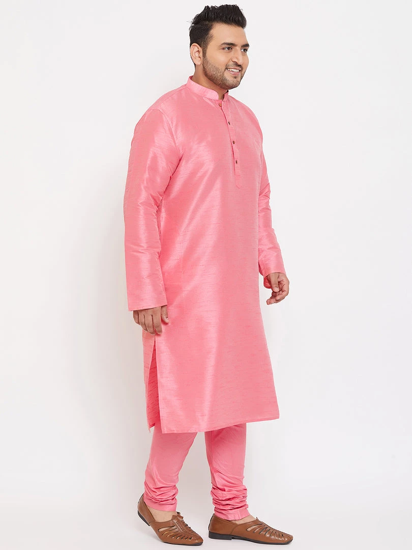 Vastramay Men's Plus Size Pink Silk Blend Kurta And Pyjama Set Plus Size Collection 8 Vastramay Men's Plus Size Pink Silk Blend Kurta And Pyjama Set Plus Size Collection