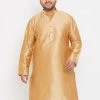 Vastramay Men's Plus Size Rose Gold Silk Blend Kurta