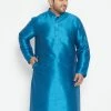 Vastramay Men's Plus Size Turquoise Silk Blend Kurta Plus Size Collection