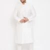 Vastramay Men's Plus Size White Silk Blend Kurta And Pyjama Set