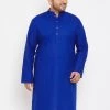 Vastramay Men's Plus Size Blue Cotton Kurta Plus Size Collection