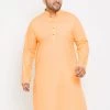 Vastramay Plus Size Collection Men's Plus Size Peach Cotton Kurta 1 Vastramay Plus Size Collection Men's Plus Size Peach Cotton Kurta