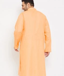 Vastramay Plus Size Collection Men's Plus Size Peach Cotton Kurta