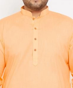 Vastramay Plus Size Collection Men's Plus Size Peach Cotton Kurta