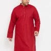 VASTRAMAY Men's Plus Size Maroon Cotton Kurta