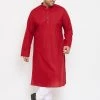 Vastramay Men's Plus Size Maroon Cotton Kurta And Pyjama Set Plus Size Collection