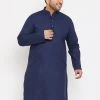 Vastramay Men's Plus Size Navy Blue Cotton Kurta Plus Size Collection