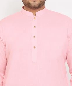 Vastramay Men's Plus Size Pink Cotton Kurta Plus Size Collection 11 Vastramay Men's Plus Size Pink Cotton Kurta Plus Size Collection