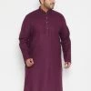Vastramay Men's Plus Size Purple Cotton Blend Kurta Plus Size Collection