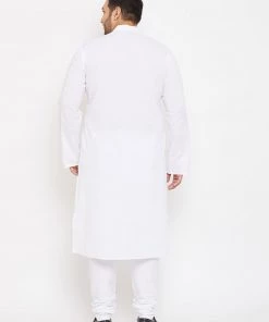 Vastramay Plus Size Collection Men's Plus Size White Cotton Kurta And Pyjama Set