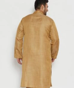 Vastramay Men's Plus Size Beige Viscose Blend Kurta Plus Size Collection