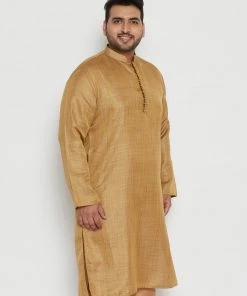 Vastramay Men's Plus Size Beige Viscose Blend Kurta Plus Size Collection