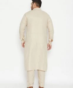Vastramay Men's Plus Size Green Cotton Blend Pathani Set Plus Size Collection