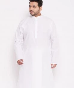 VASTRAMAY Men's Plus Size White Cotton Kurta