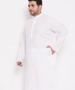 VASTRAMAY Men's Plus Size White Cotton Kurta