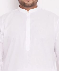 VASTRAMAY Men's Plus Size White Cotton Kurta