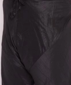 VASTRAMAY Men's Plus Size Black Cotton Silk Blend Kurta And Pyjama Set