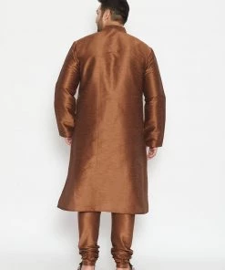 Vastramay Plus Size Collection Men's Plus Size Coffee Brown Silk Blend Kurta Pyjama Set 11 Vastramay Plus Size Collection Men's Plus Size Coffee Brown Silk Blend Kurta Pyjama Set