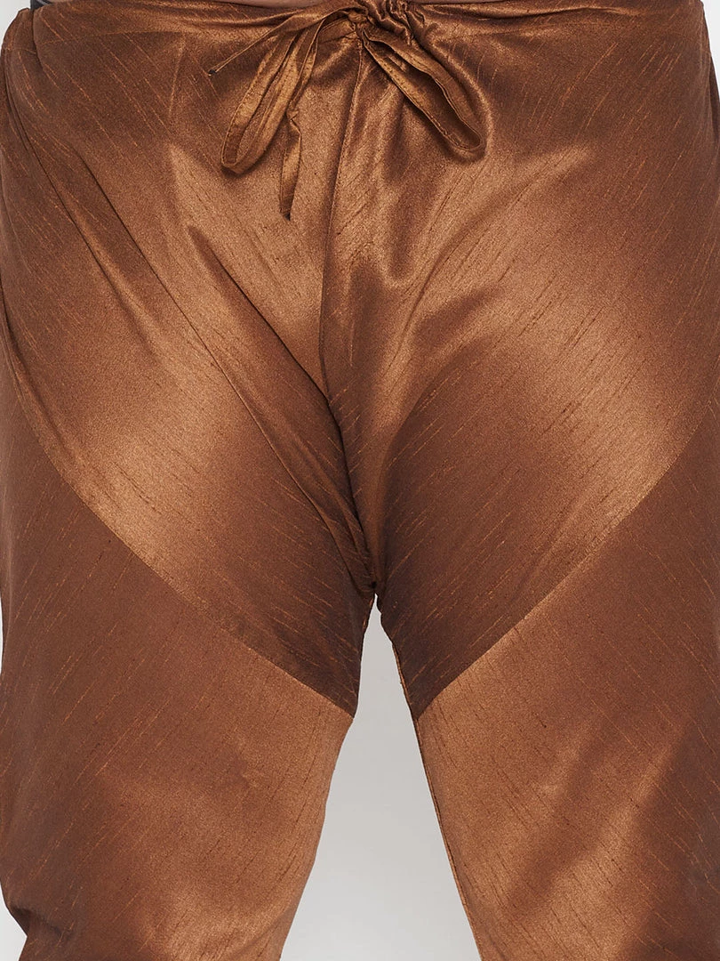 Vastramay Plus Size Collection Men's Plus Size Coffee Brown Silk Blend Kurta Pyjama Set 7 Vastramay Plus Size Collection Men's Plus Size Coffee Brown Silk Blend Kurta Pyjama Set