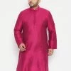 Vastramay Men's Plus Size Fushia Pink Viscose Blend Kurta Plus Size Collection