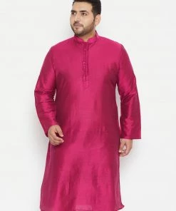 Vastramay Men's Plus Size Fushia Pink Viscose Blend Kurta Plus Size Collection