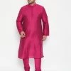 Vastramay Men's Plus Size Fushia Pink Viscose Blend Kurta Pyjama Set Plus Size Collection