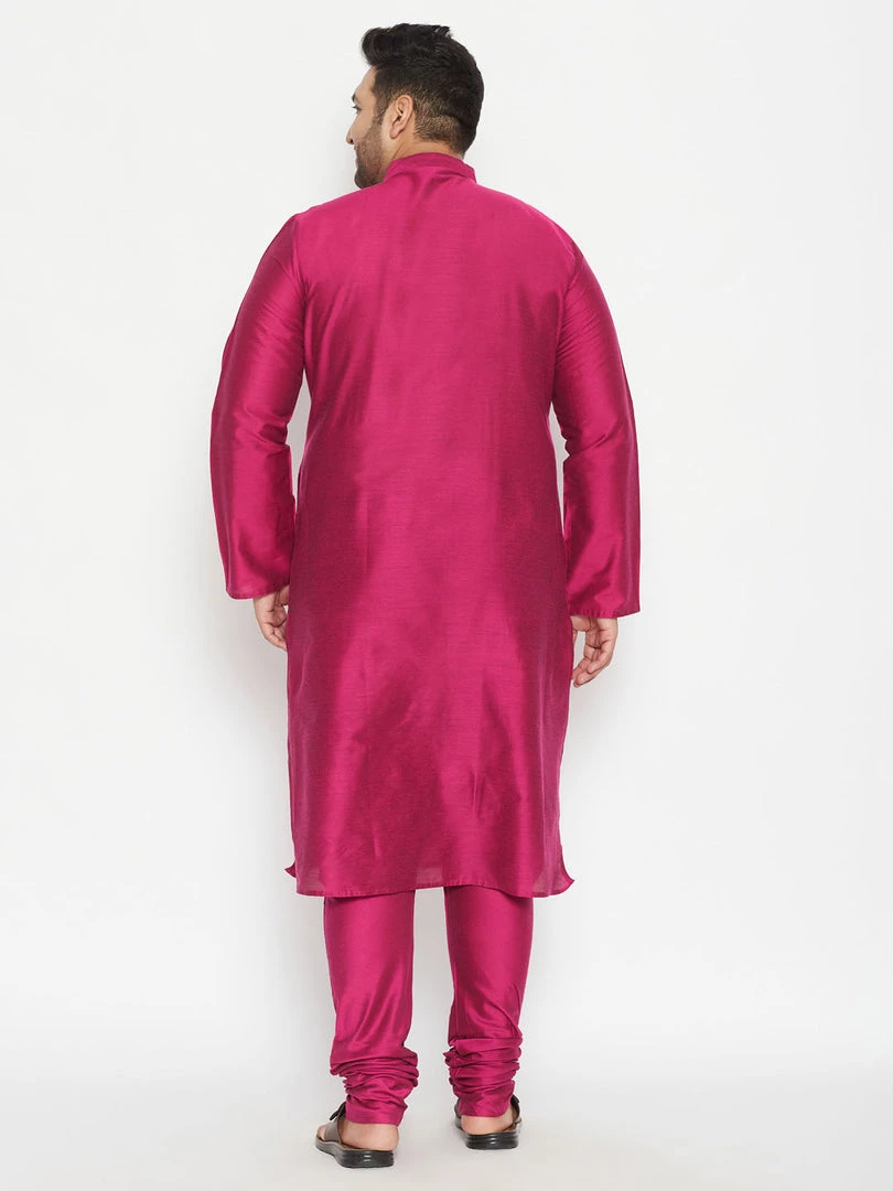 Vastramay Men's Plus Size Fushia Pink Viscose Blend Kurta Pyjama Set Plus Size Collection 5 Vastramay Men's Plus Size Fushia Pink Viscose Blend Kurta Pyjama Set Plus Size Collection