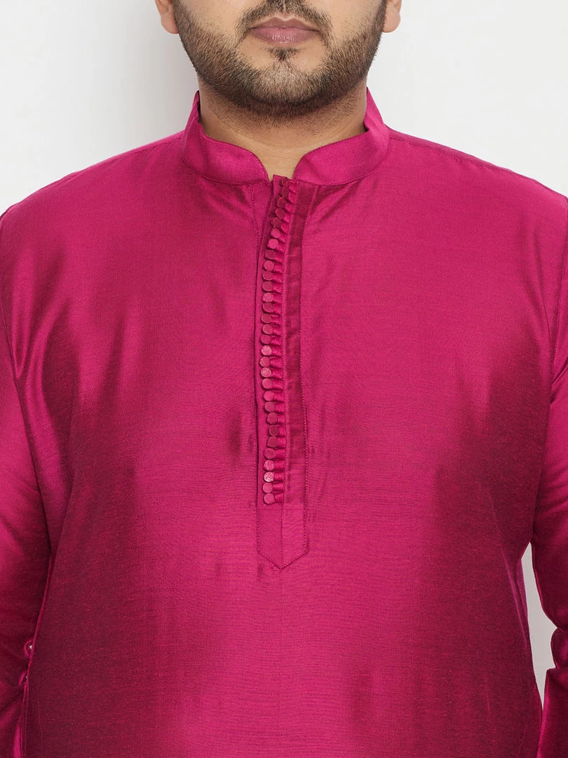 Vastramay Men's Plus Size Fushia Pink Viscose Blend Kurta Pyjama Set Plus Size Collection 6 Vastramay Men's Plus Size Fushia Pink Viscose Blend Kurta Pyjama Set Plus Size Collection