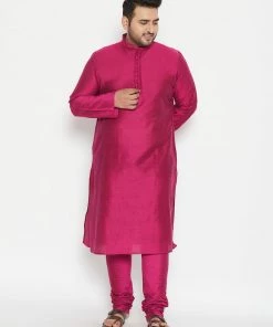 Vastramay Men's Plus Size Fushia Pink Viscose Blend Kurta Pyjama Set Plus Size Collection 16 Vastramay Men's Plus Size Fushia Pink Viscose Blend Kurta Pyjama Set Plus Size Collection