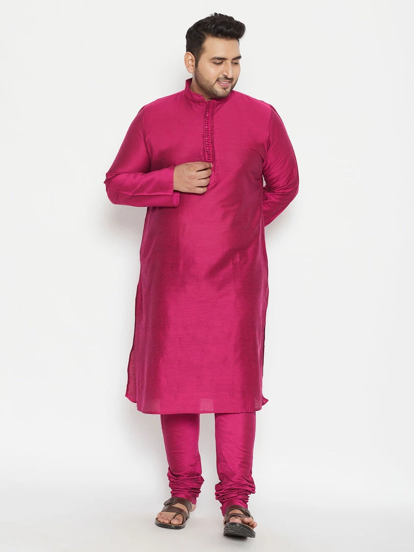 Vastramay Men's Plus Size Fushia Pink Viscose Blend Kurta Pyjama Set Plus Size Collection 9 Vastramay Men's Plus Size Fushia Pink Viscose Blend Kurta Pyjama Set Plus Size Collection