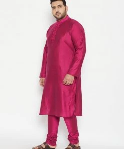 Vastramay Men's Plus Size Fushia Pink Viscose Blend Kurta Pyjama Set Plus Size Collection 15 Vastramay Men's Plus Size Fushia Pink Viscose Blend Kurta Pyjama Set Plus Size Collection