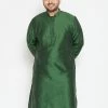 Vastramay Plus Size Collection Men's Plus Size Green Viscose Blend Kurta
