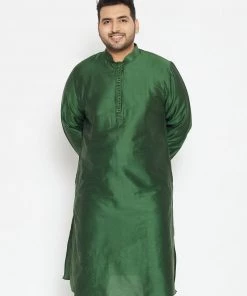 Vastramay Plus Size Collection Men's Plus Size Green Viscose Blend Kurta