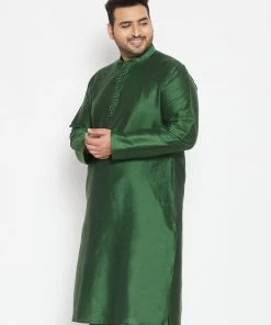 Vastramay Plus Size Collection Men's Plus Size Green Viscose Blend Kurta