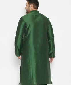 Vastramay Plus Size Collection Men's Plus Size Green Viscose Blend Kurta