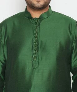 Vastramay Plus Size Collection Men's Plus Size Green Viscose Blend Kurta