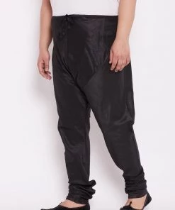 Vastramay Men's Plus Size Black Silk Blend Pyjama 14 Vastramay Men's Plus Size Black Silk Blend Pyjama