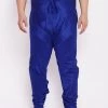 VASTRAMAY Men's Plus Size Blue Cotton Silk Blend Churidar