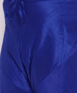 VASTRAMAY Men's Plus Size Blue Cotton Silk Blend Churidar