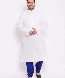 VASTRAMAY Men's Plus Size Blue Cotton Silk Blend Churidar