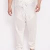 VASTRAMAY Men's Plus Size Cream-Coloured Solid Relax Fit Churidar