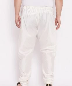 VASTRAMAY Men's Plus Size Cream-Coloured Solid Relax Fit Churidar
