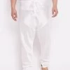 Pyjama VASTRAMAY Men's Plus Size White Cotton Silk Blend Churidar