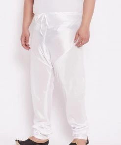 Pyjama VASTRAMAY Men's Plus Size White Cotton Silk Blend Churidar
